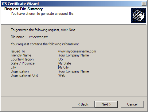 SSL Request File Summary