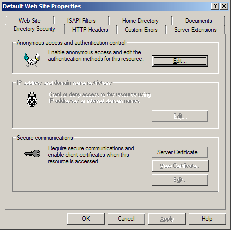 Microsoft IIS 5.x / 6.x Web Site Properties