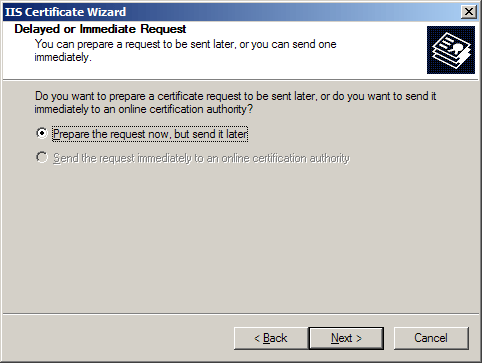 SSL Certificate Immediate Request - IIS 5 x