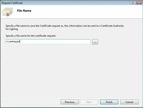 IIS 7 SSL Certificate Request File Name