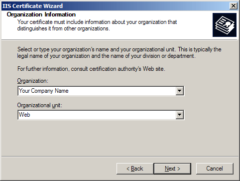 IIS 5x Organization Information