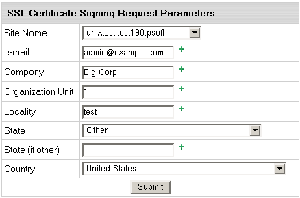 SSL Certificate Signing Request Parameters