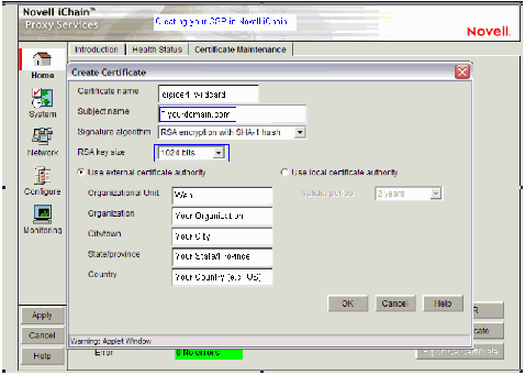 SSL CSR Alternate View in Novell iChain